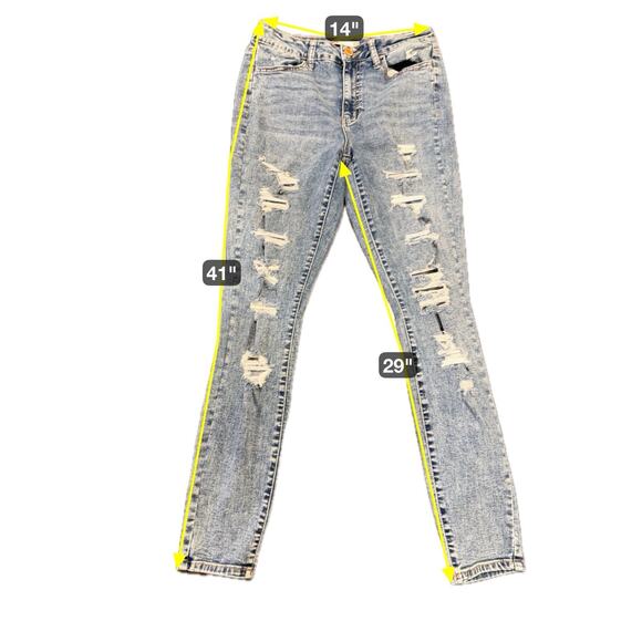 SO Jeans Size 9/29W High Rise Jegging Modern Distressed Denim - Picture 2 of 16